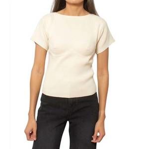 NEW NIA THOMAS mujer short sleeve top in ivory